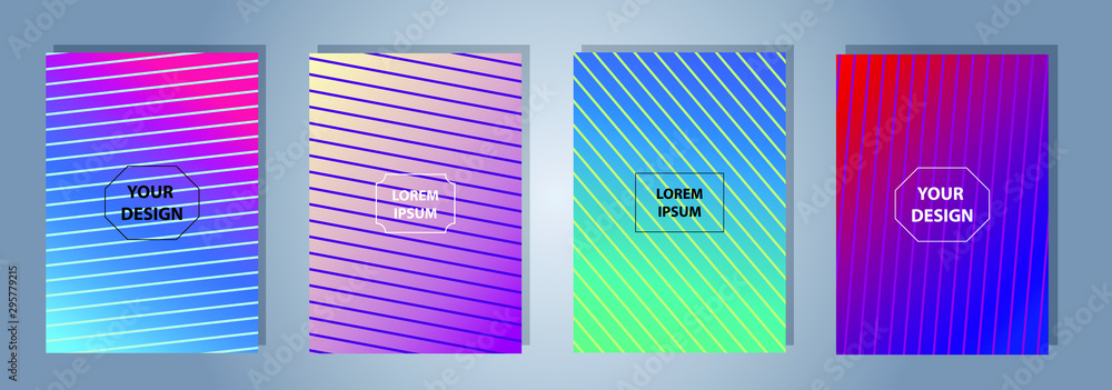 Poster set of abstract gradient banners. minimal style color background. template for wallpaper, mobile app