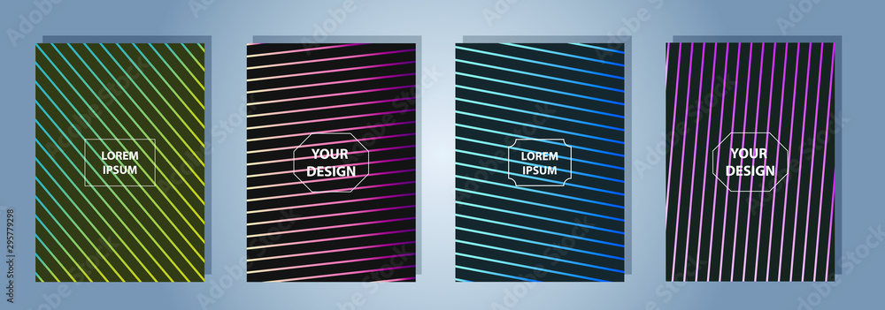 Poster set of abstract gradient banners. minimal style color background. template for wallpaper, mobile app