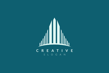 Vector design of abstract building form. Minimalist design, flat logo style and monogram, modern icon and symbol.