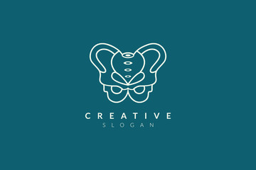 Vector illustration of pelvic bone shape design. Minimalist and simple logo, flat style, modern icon and symbol.