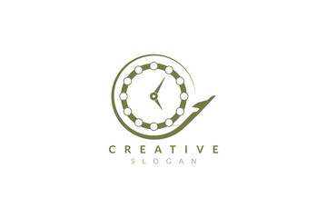 Vector design of combined plane and clock shape. Minimalist and simple illustration design, flat logo style, modern icon and symbol.