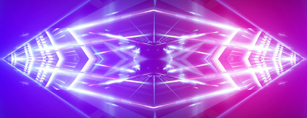 Obraz premium Ultraviolet abstract light. light line. Violet and pink gradient. Modern background, neon light. Empty stage, spotlights, neon. Abstract light.