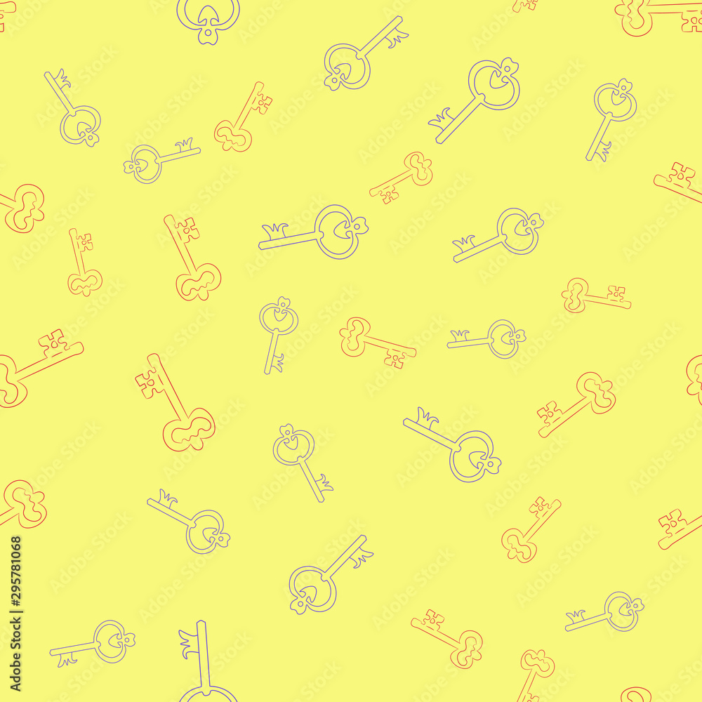 Poster seamless vector pattern with keys. texture for textile, wallpaper and backdrop