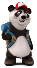 Fun 3D panda backpacker cartoon character © Julien Tromeur
