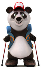 Fun 3D panda backpacker cartoon character © Julien Tromeur