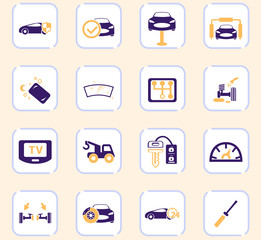Car shop icons set