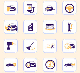 Car shop icons set