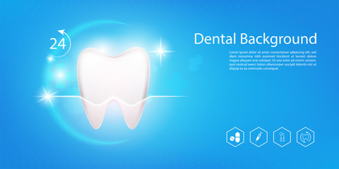Dental model background, Perfect Healthy tooth, Dental care clinic logo. vector