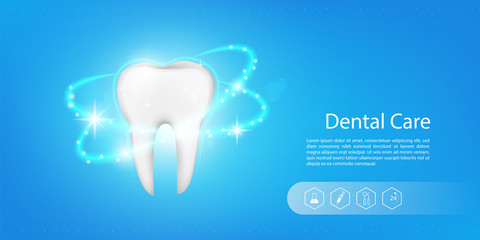 Dental model background, Perfect Healthy tooth, Dental care clinic logo. vector