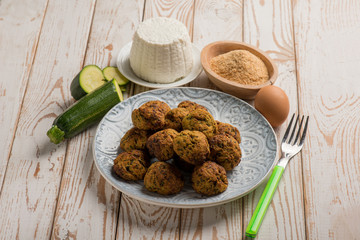 vegetarian meatball with zucchinis and ricotta