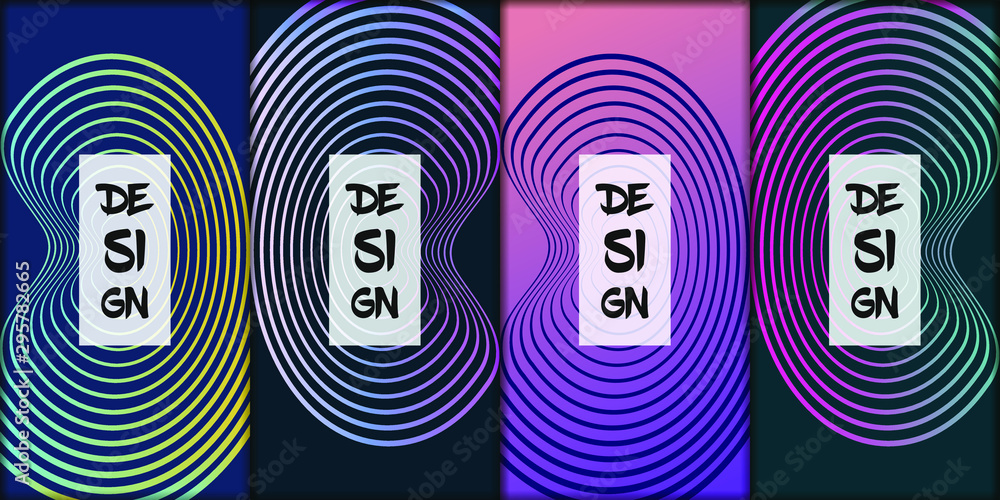 Poster set of modern abstract backgrounds with gradient linear waves. simply geometric template for design