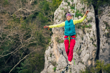 Highline in the mountains.