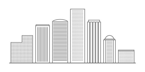 Silhouettes of skyscrapers. Black and white. Vector illustration.