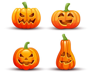 Set of scary Halloween pumpkins. Vector