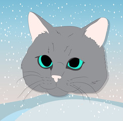 vector illustration of a portrait of a cat on a colored background