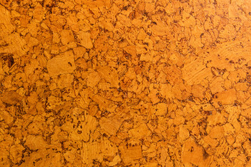 Close-up of cork sound insulation lagging of carrot color for floors and walls