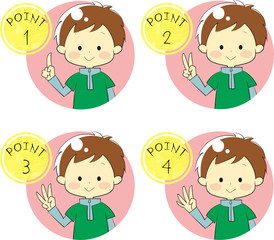 Icon set of people representing points