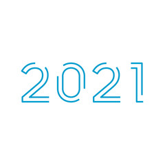 New Year 2020 line design for new year card, calendar style for New Year card, calendar. Stock vector illustration style isolated on white background