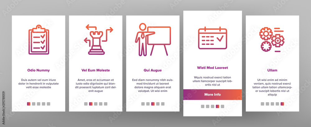 Poster planning onboarding mobile app page screen vector icons set thin line. chess figures and presentatio
