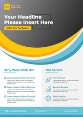 A4 business template flayer vol 11 with orange, blue, white and grey color cmyk ready to print in vector editable layer