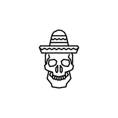 Skull, hat icon. Element of Dia de muertos icon