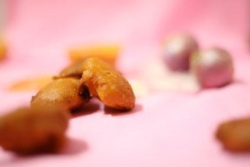 traditional onion bhaji on South Asian fritters famous evening snacks
