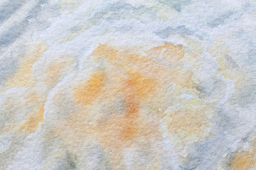 Abstract art background light cream and white colors. Watercolor painting on canvas.