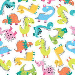Seamless pattern with dinosaurs for kids