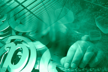 Keyboard, hands and mail signs