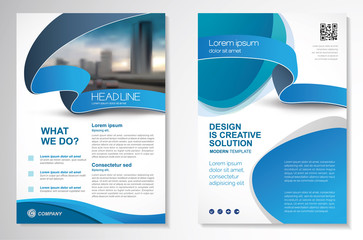 Template vector design for Brochure, AnnualReport, Magazine, Poster, Corporate Presentation, Portfolio, Flyer, infographic, layout modern with blue color size A4, Front and back, Easy to use and edit.