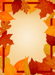 Autumn Blank Background Composition with Leaves. Vector illustration poster.