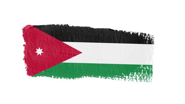 Jordan flag painted with a brush stroke