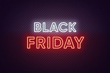 Neon Black Friday Banner. Text and Title of Black Friday