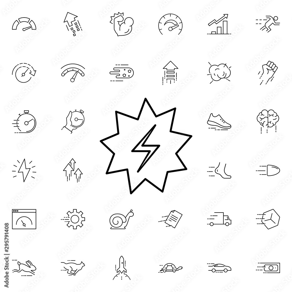 Poster explosive spark icon. universal set of speed for website design and development, app development