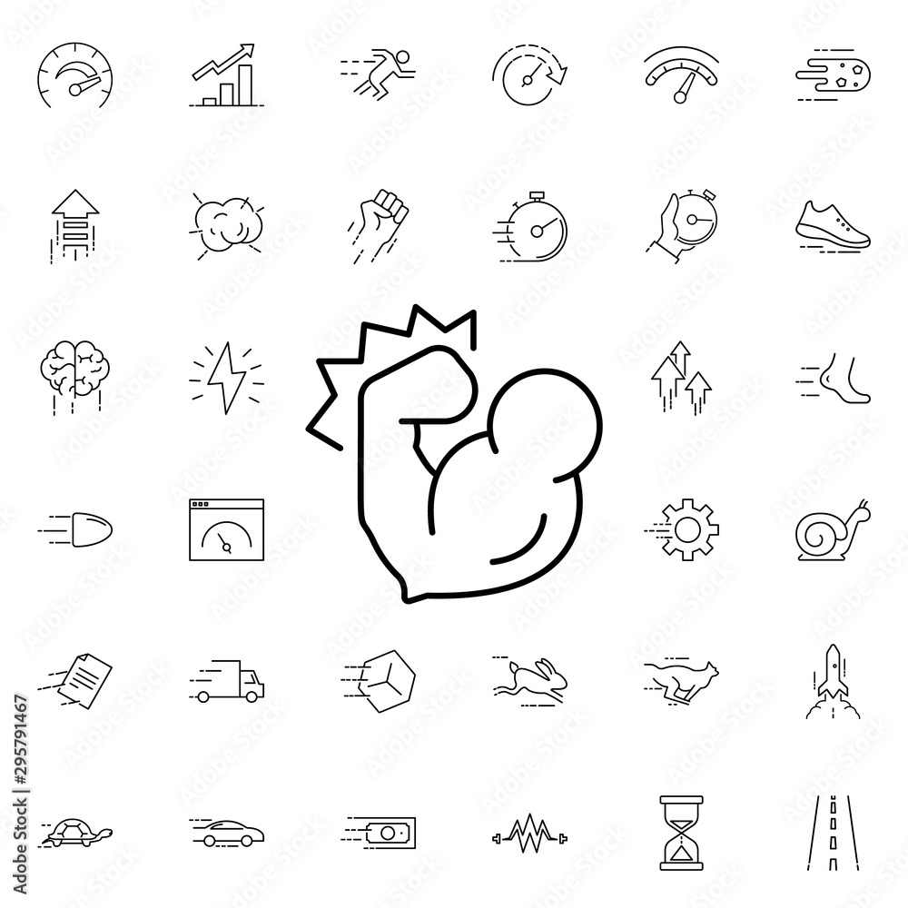 Poster muscular arms icon. universal set of speed for website design and development, app development