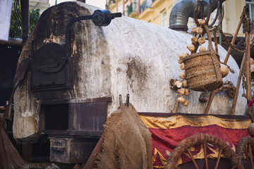 old wood-fired oven, recreation in medieval fair