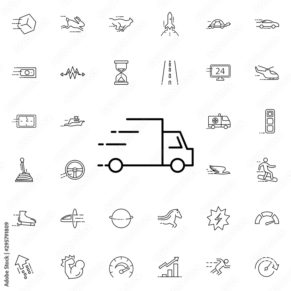 Poster fast truck icon. universal set of speed for website design and development, app development