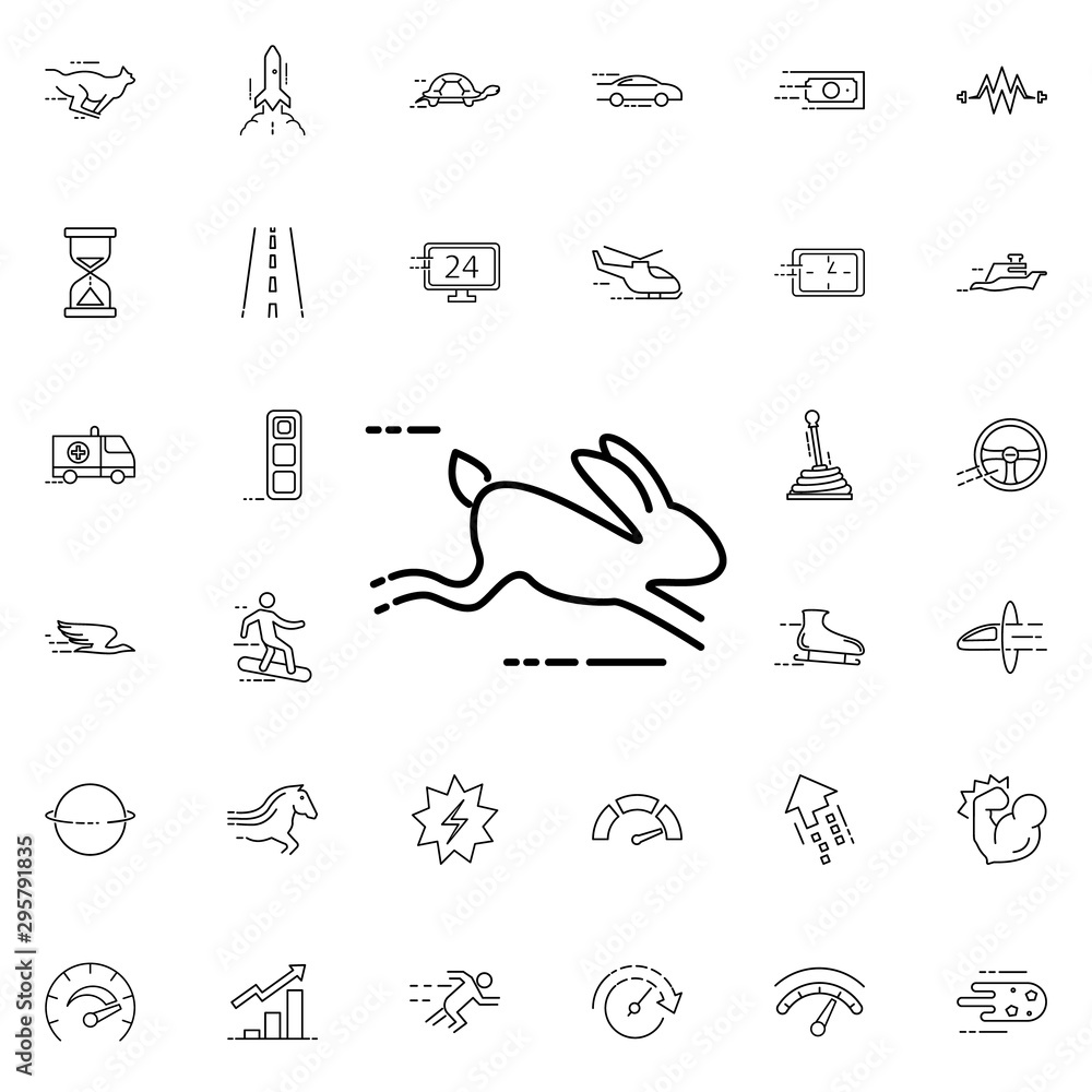 Poster running hare icon. universal set of speed for website design and development, app development