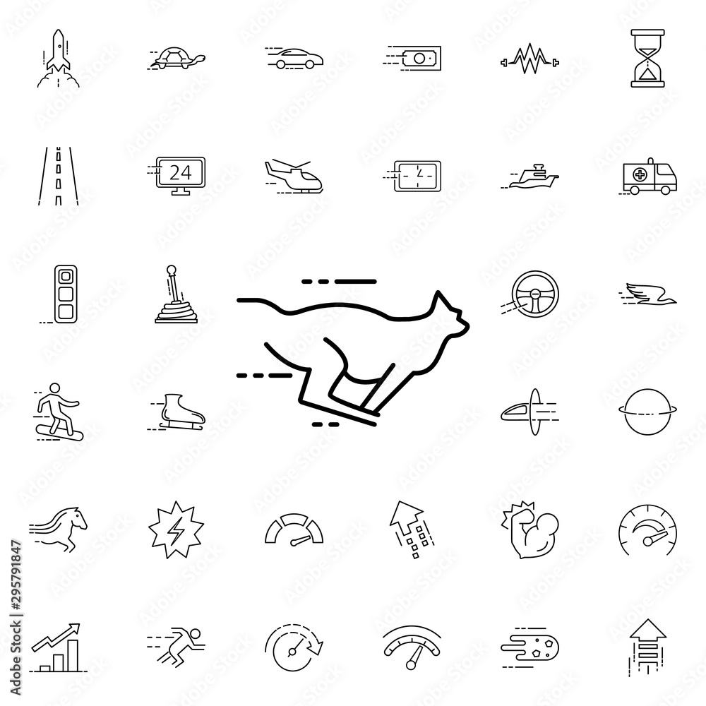 Poster running cheetah icon. universal set of speed for website design and development, app development