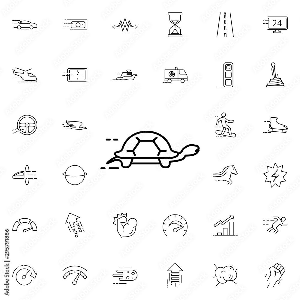 Poster walking tortoise icon. universal set of speed for website design and development, app development