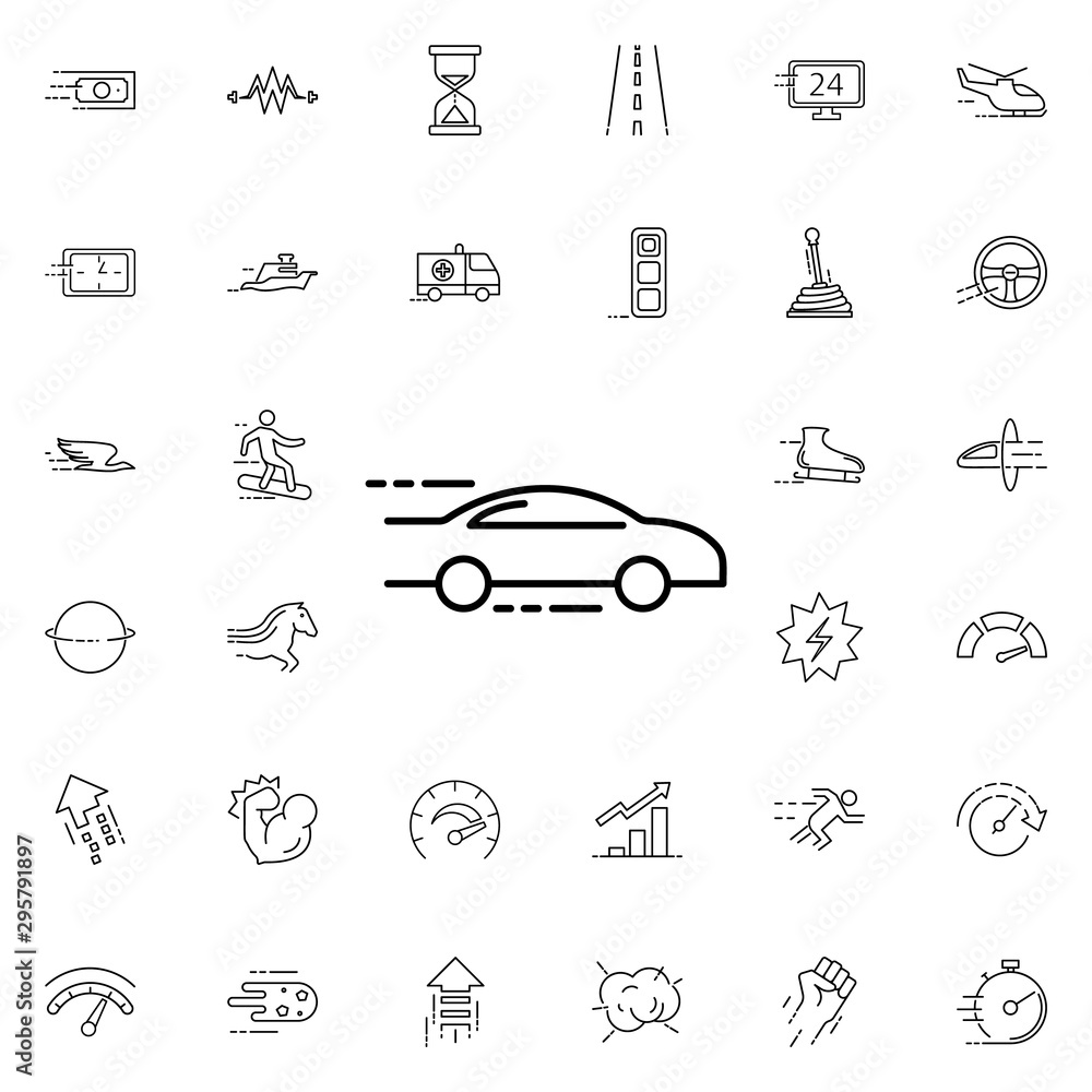 Poster car at speed icon. universal set of speed for website design and development, app development