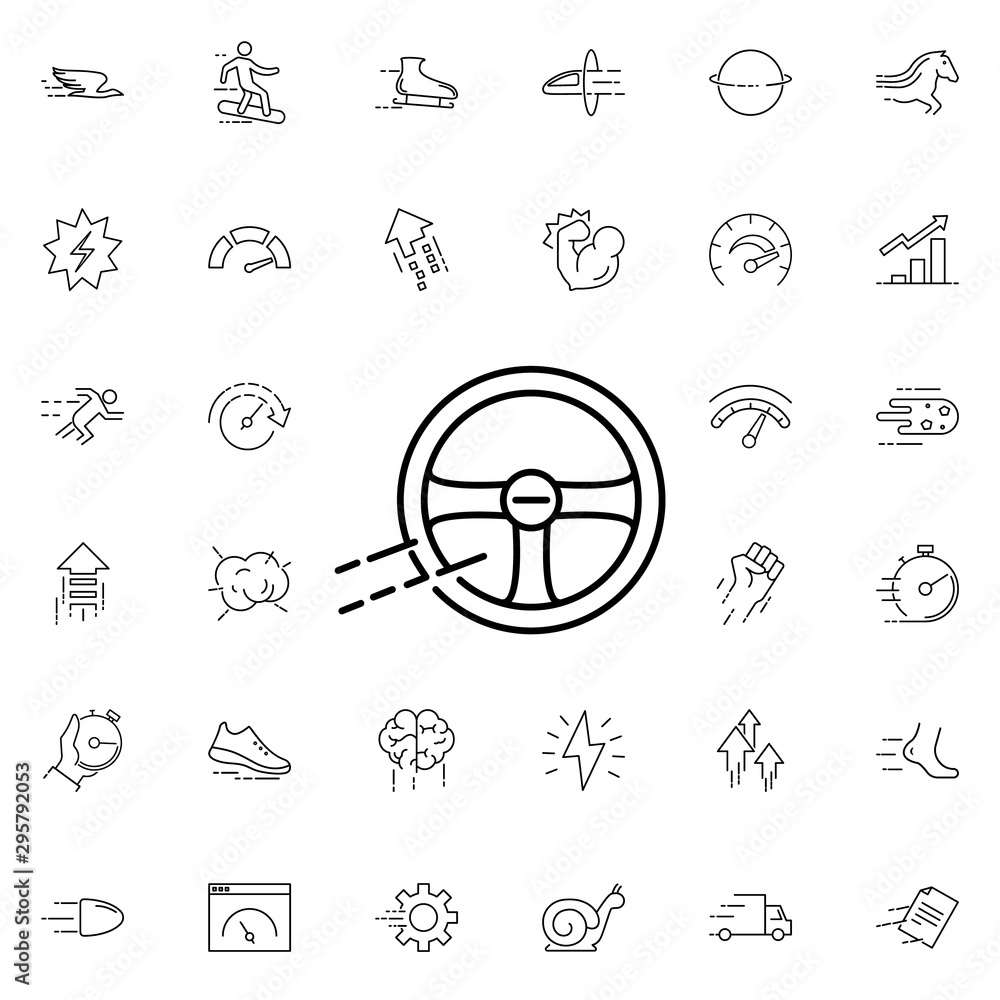 Poster steering wheel icon. universal set of speed for website design and development, app development