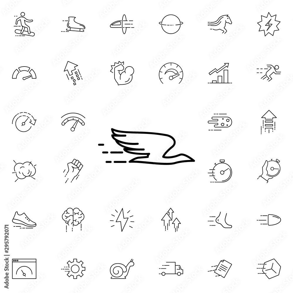 Poster flying bird icon. universal set of speed for website design and development, app development