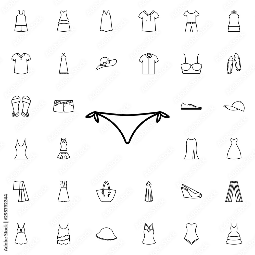 Poster Bikini icon. Universal set of summer clothes for website design and development, app development