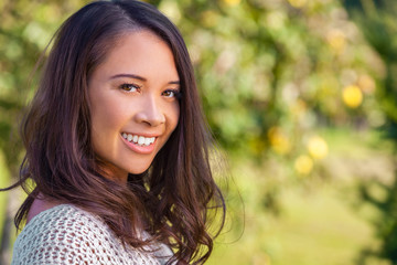 Beautiful Biracial Chinese Asian Eurasian Girl Outdoors