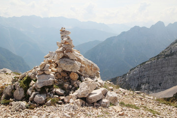 View to Triglav National Park mountains from Mala Mojstrovka peak, Slovenia	