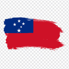 Flag Samoa from brush strokes. Flag Independent State of Samoa on transparent background for your web site design, logo, app, UI.  Oceania. Stock vector.  EPS10.