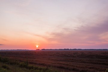 setting sun. evening landscape in the mountains