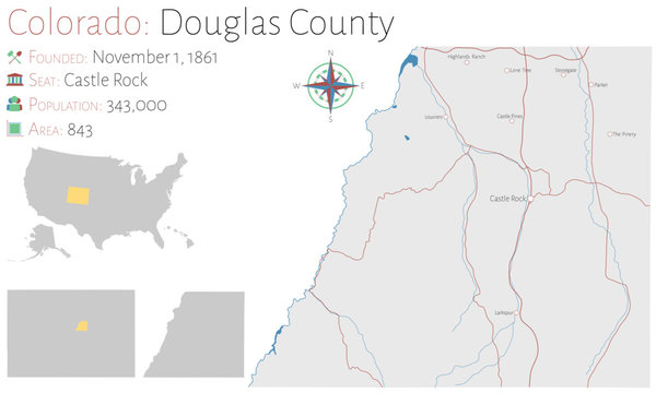 Large And Detailed Map Of Douglas County In Colorado, USA