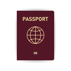 Realistic template passport on white background. Document for travel and immigration. Vector illustration.